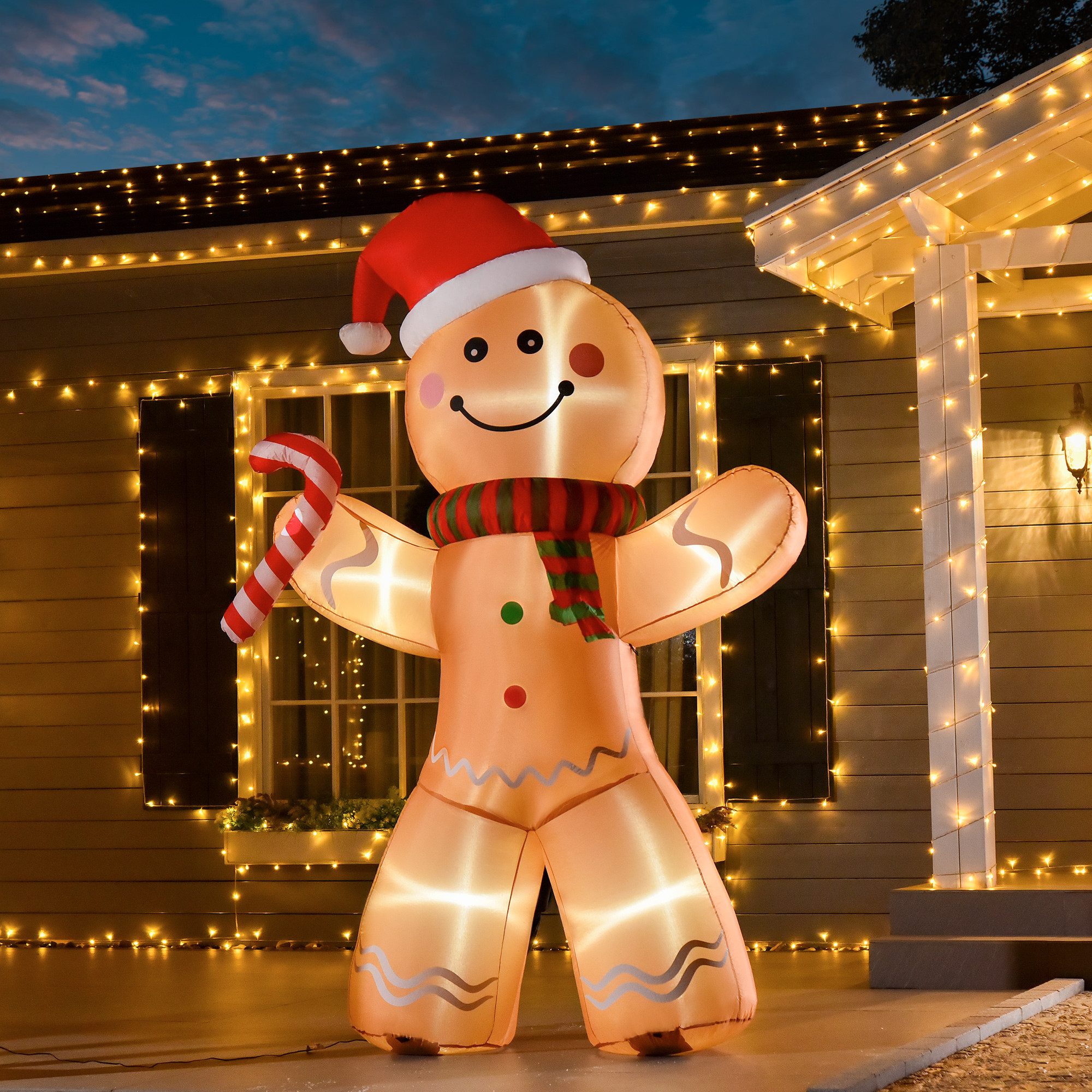 HOMCOM Weihnachtsfigur 2,4 m Weihnachtsdekoration mit Lichtern (Weihnachten günstig online kaufen