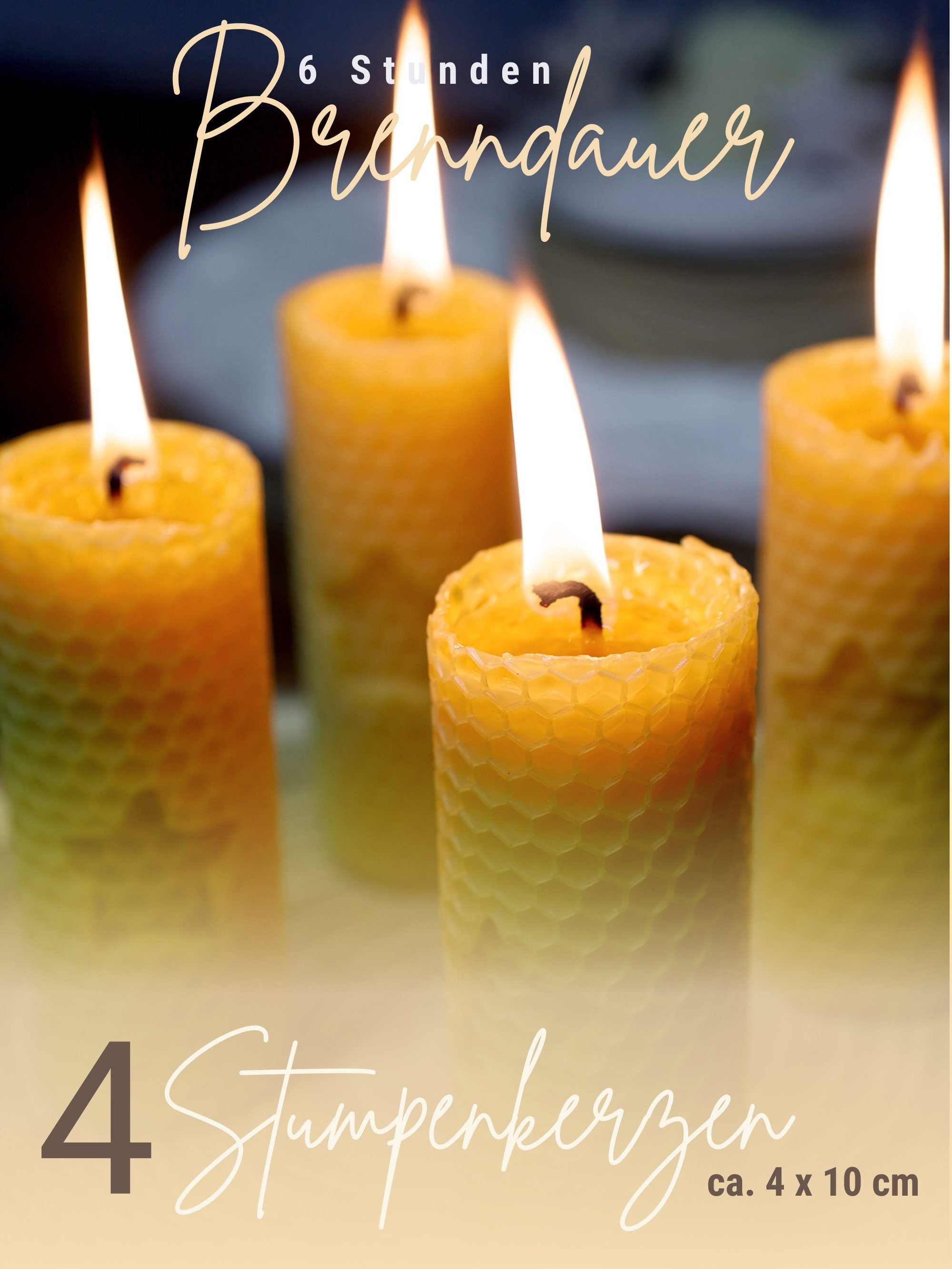 Wachsmann Bienenprodukte Bienenwachskerze handgerollt, 100 % Bienenwachs, 4 günstig online kaufen