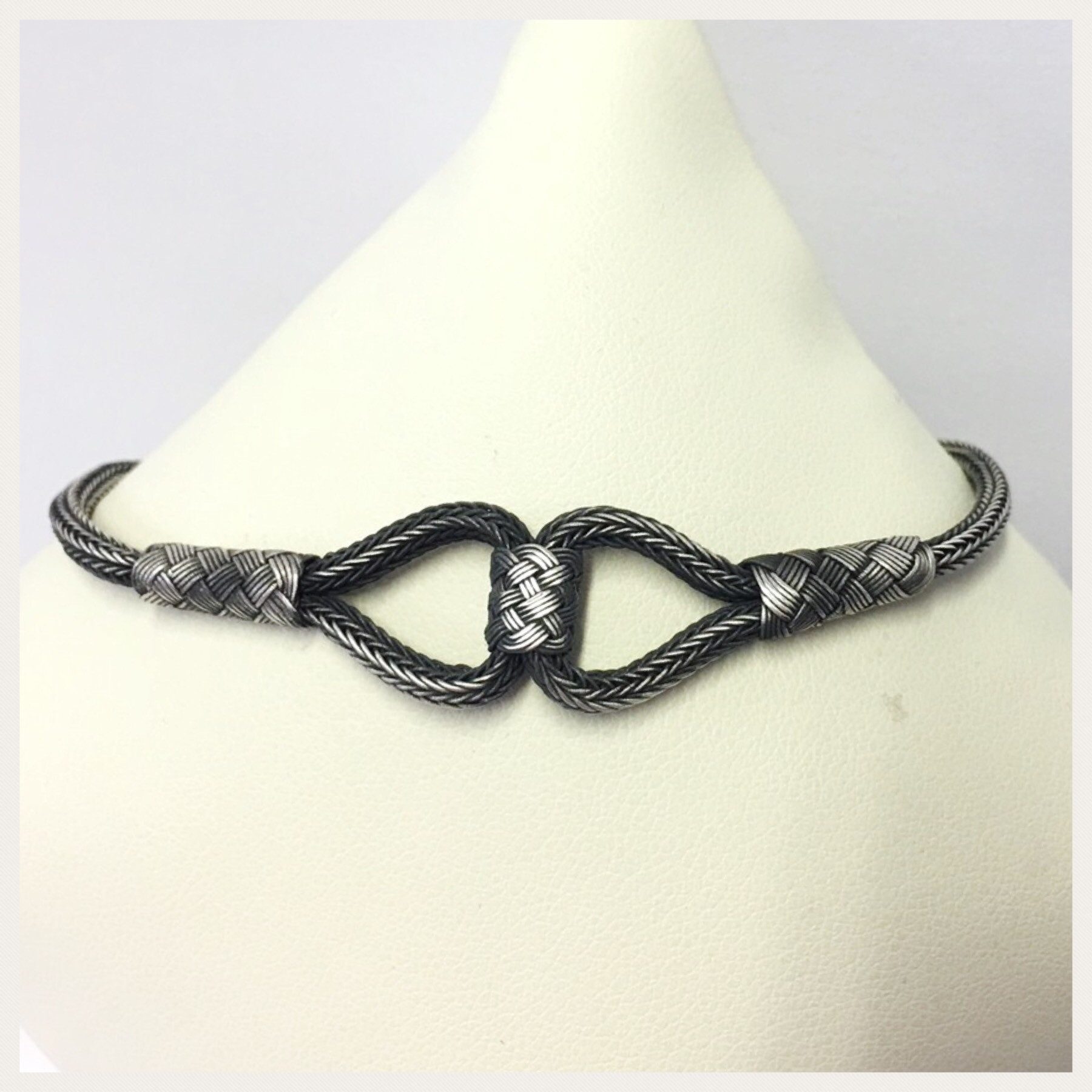 Edelschmiede925 Silberarmband geflochtenes Armband 925 Sterling Silber geschwärzt 21 cm