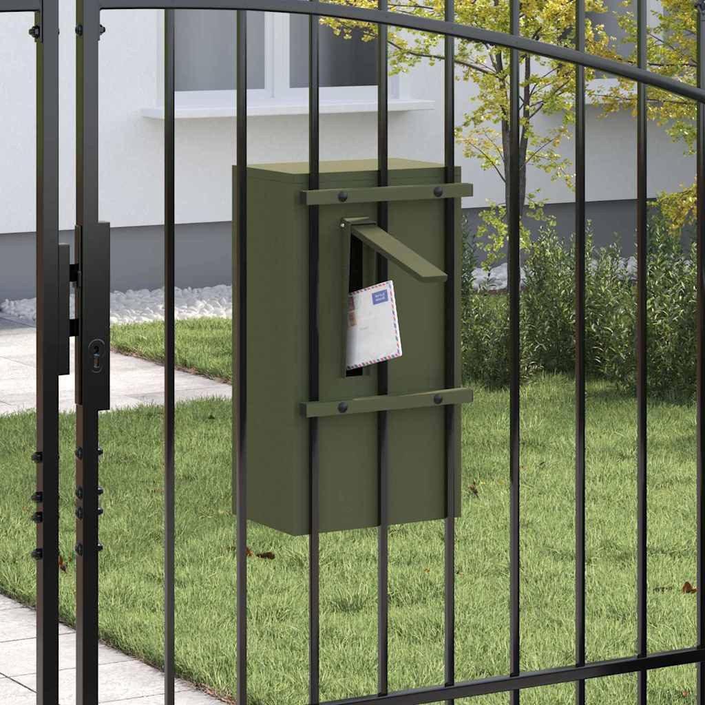 vidaXL Briefkasten Briefkasten mit Speicher mit Tür Olivgrün 30 x 20 x 55 cm Stahl (1-St)
