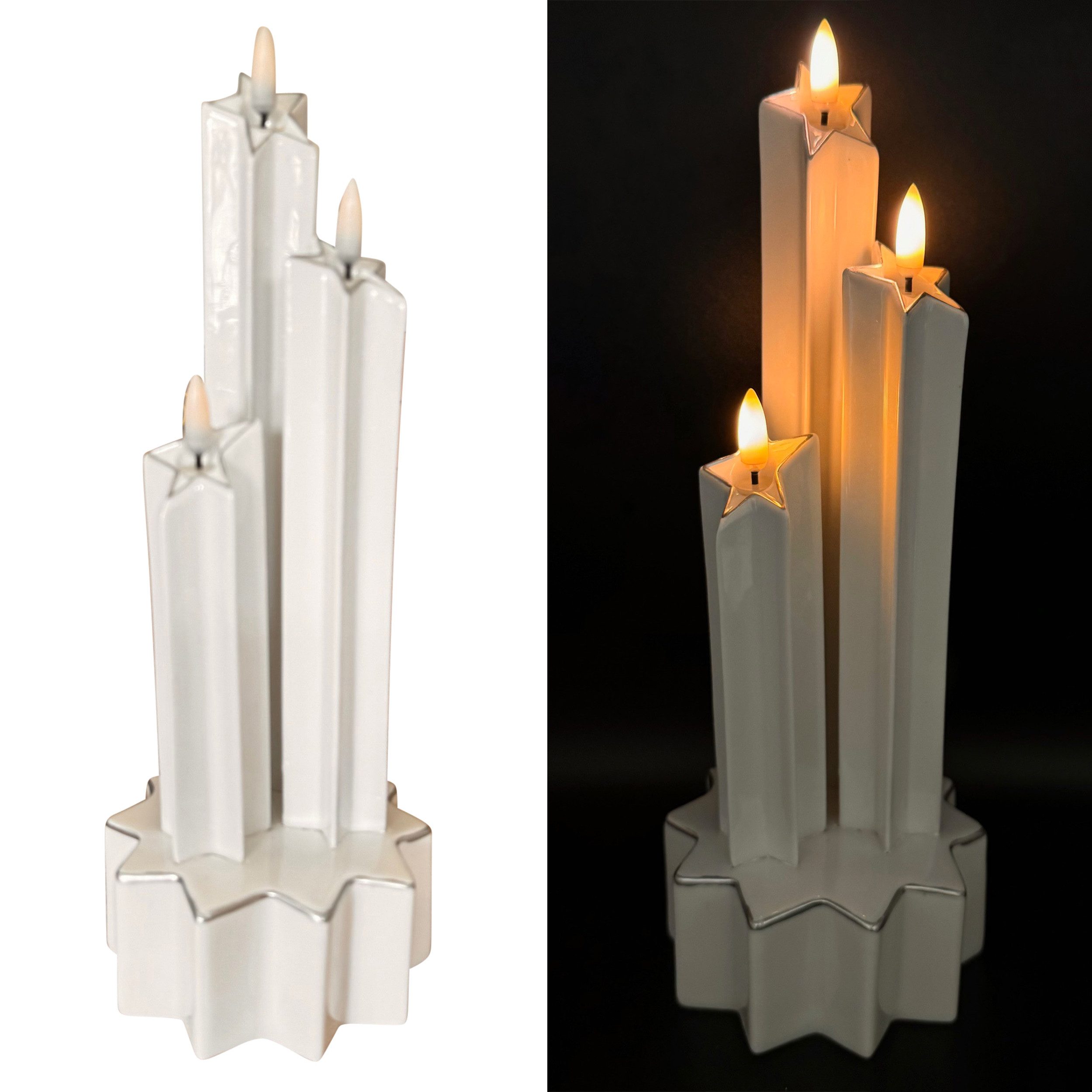 Online-Fuchs LED-Kerze 3 LED-Kerzen zusammen in Sternform aus Keramik gefer günstig online kaufen