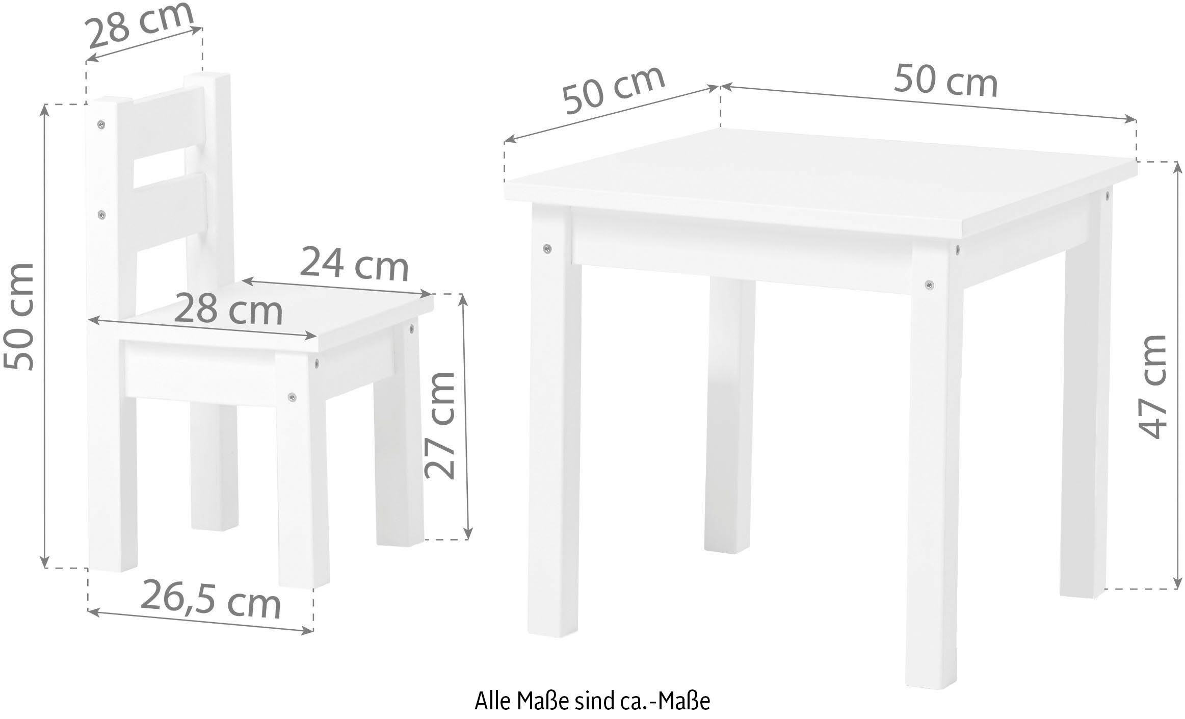 vier Tisch, 5-tlg., hellrosa Stühlen Hoppekids 1 (Set, MADS 4 in Kindersitzgruppe, vielen Farben, Kindersitzgruppe mit Stühle),