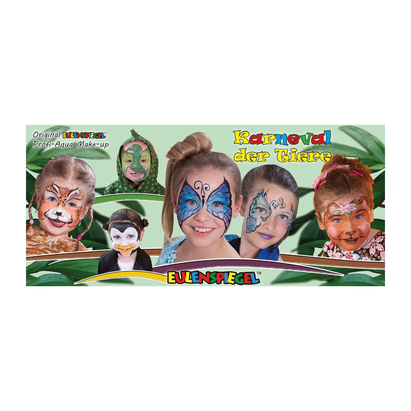 Eulenspiegel Theater Schminkpalette Metall-Palette Karneval der Tiere mit 12 Farben und Profi Pinsel (1-tlg), Made in Germany, dermatologisch getestet