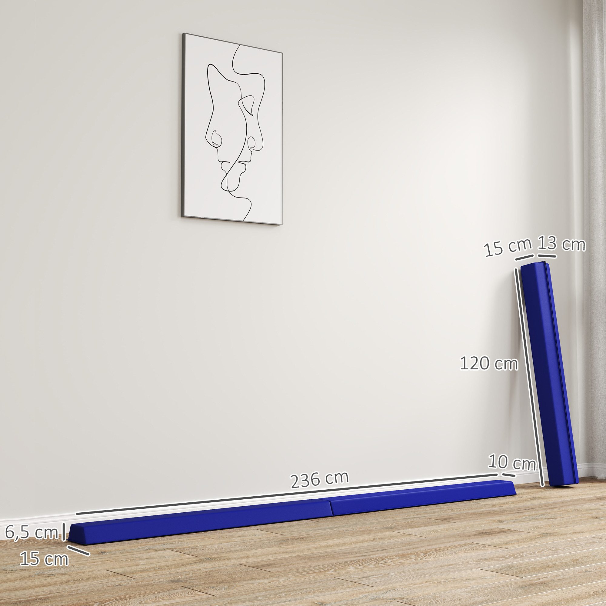 SPORTNOW Balancetrainer Klappbarer Schwebebalken, rutschfest Balance Beam bis 80 kg, für Kinder ab 3 Jahre, Indoor & Outdoor, Blau
