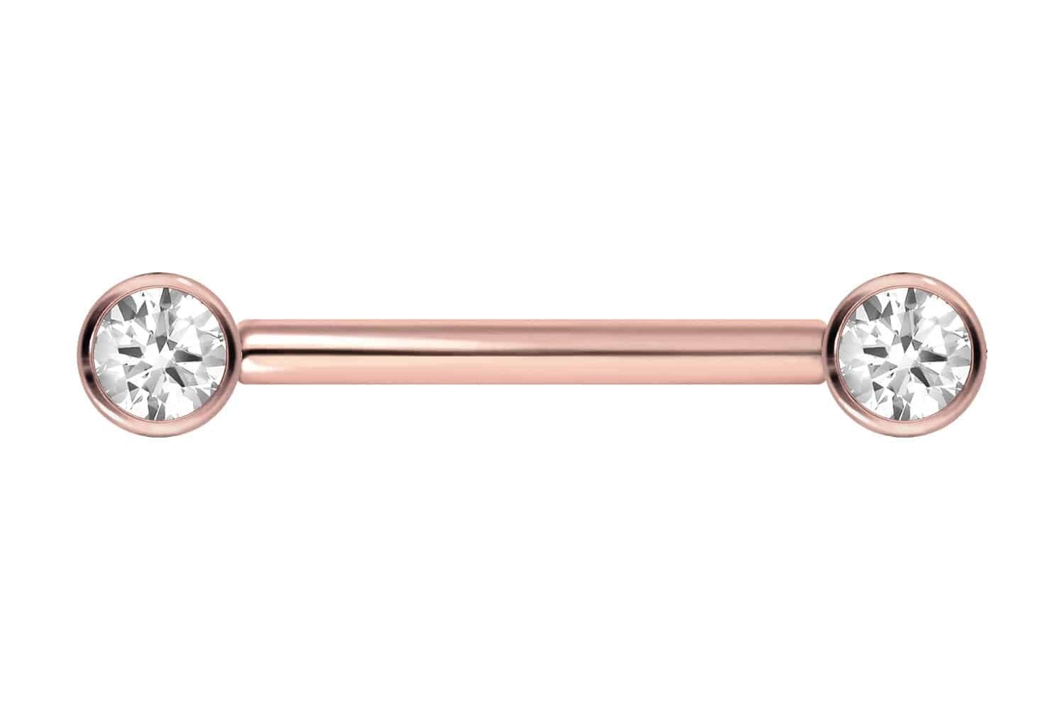 Brustwarzenpiercing Titan Barbell mit Push Fit KRISTALL