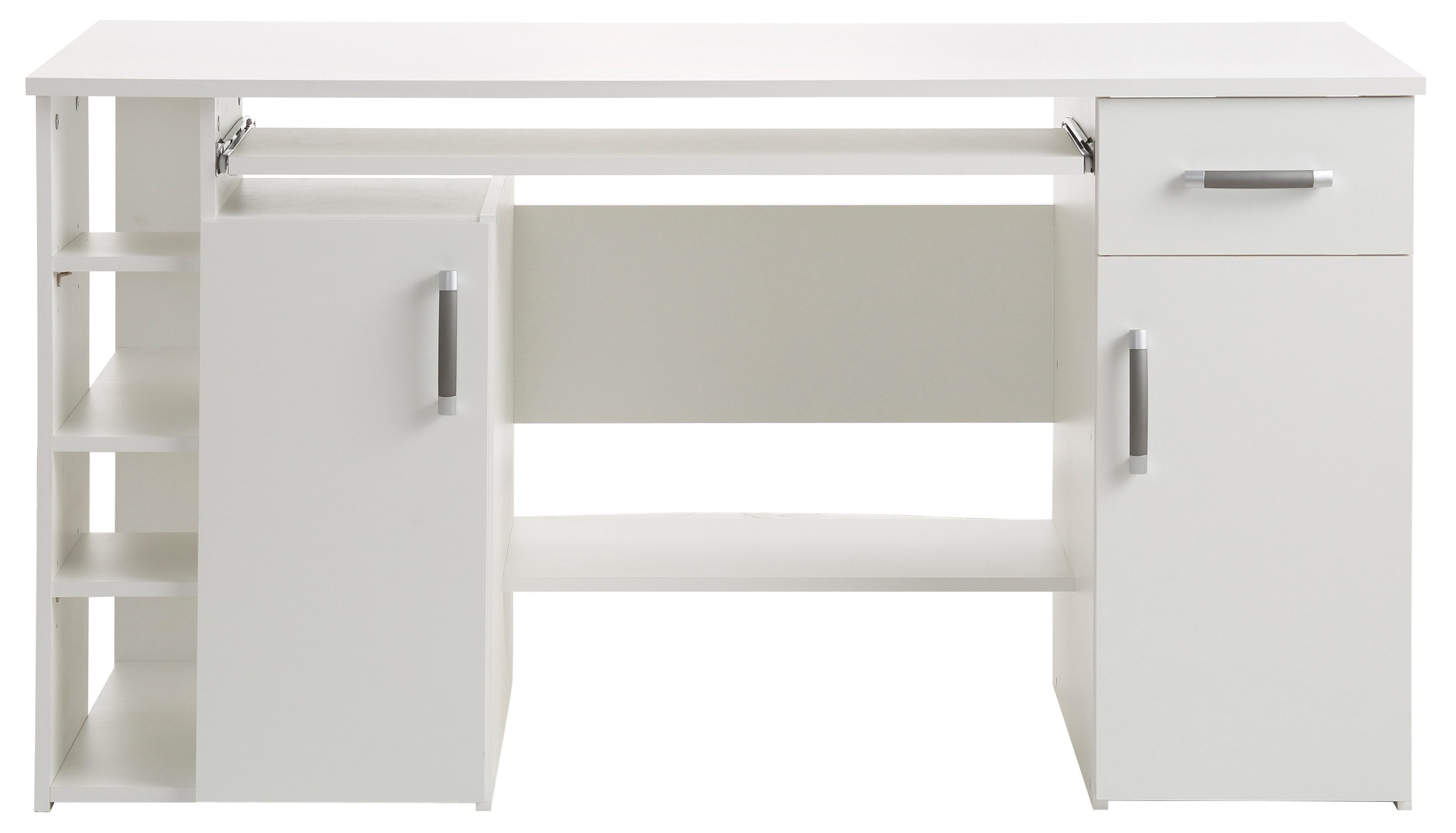 VOGL Möbelfabrik Schreibtisch Tim, weißfarben Fächern Made Tastaturauszug, Germany und mit 5 in