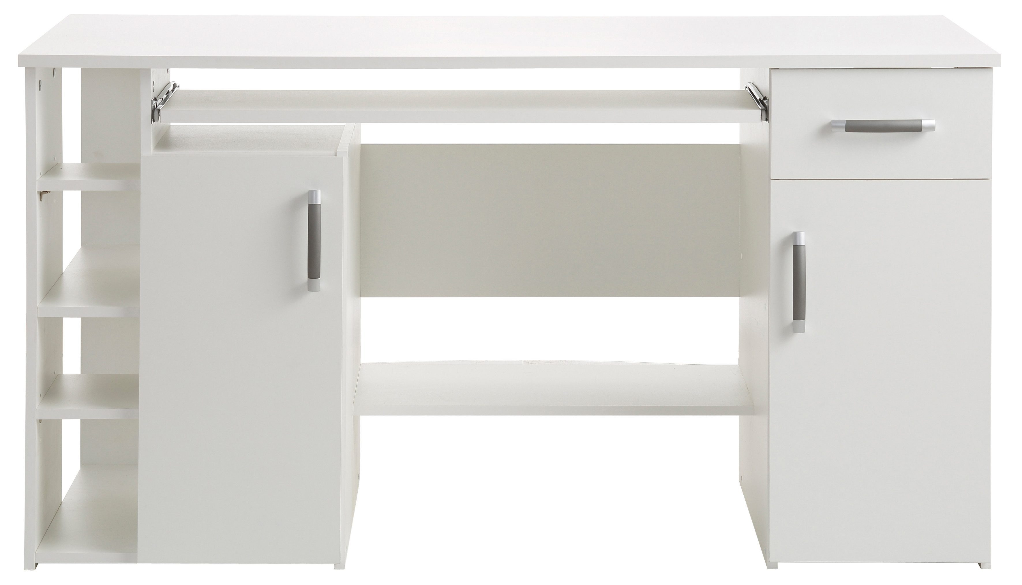 VOGL Möbelfabrik Schreibtisch Tim mit seitlich offenen Fächern & Tastaturauszug, Druckerablage, 1 Schublade, Breite 138 cm, Made in Germany