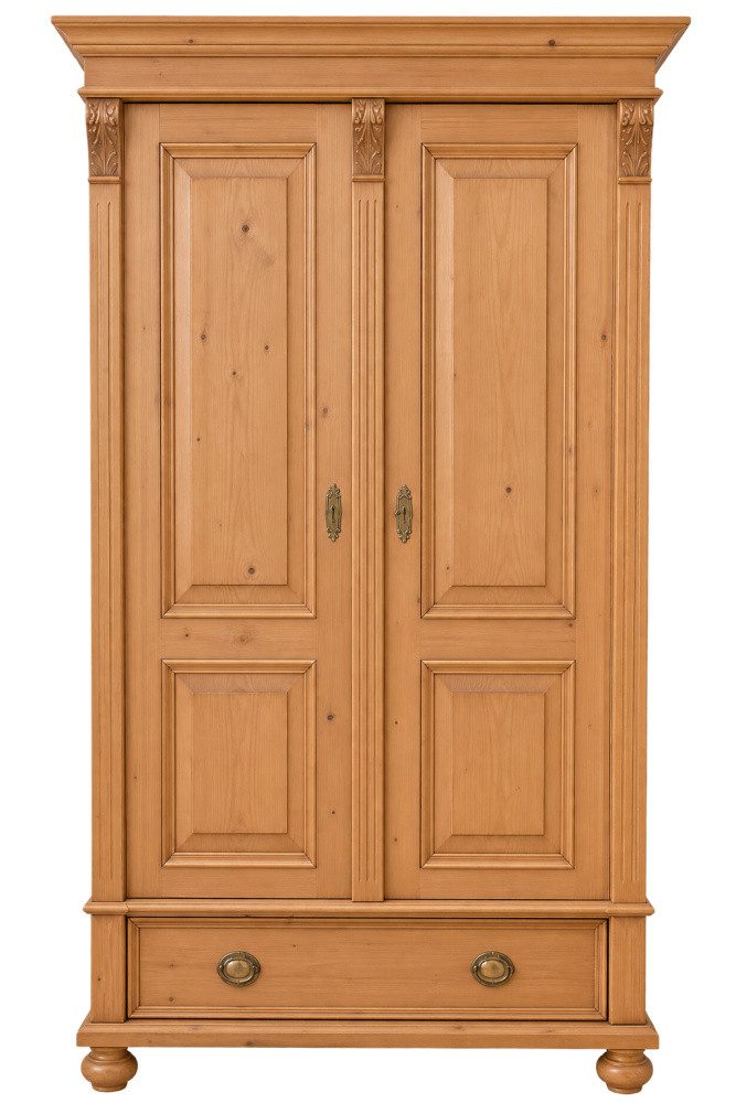 Wohnpalast Kleiderschrank Premium 2-türiger Kleiderschrank gewachst– Weichholz, Landhausstil 120