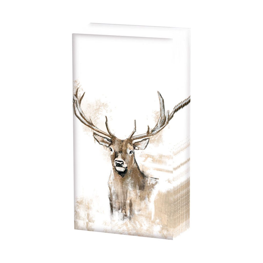 Ambiente® Papierserviette Papiertaschentücher Hirsch mit Geweih, (10 St), 21x21cm
