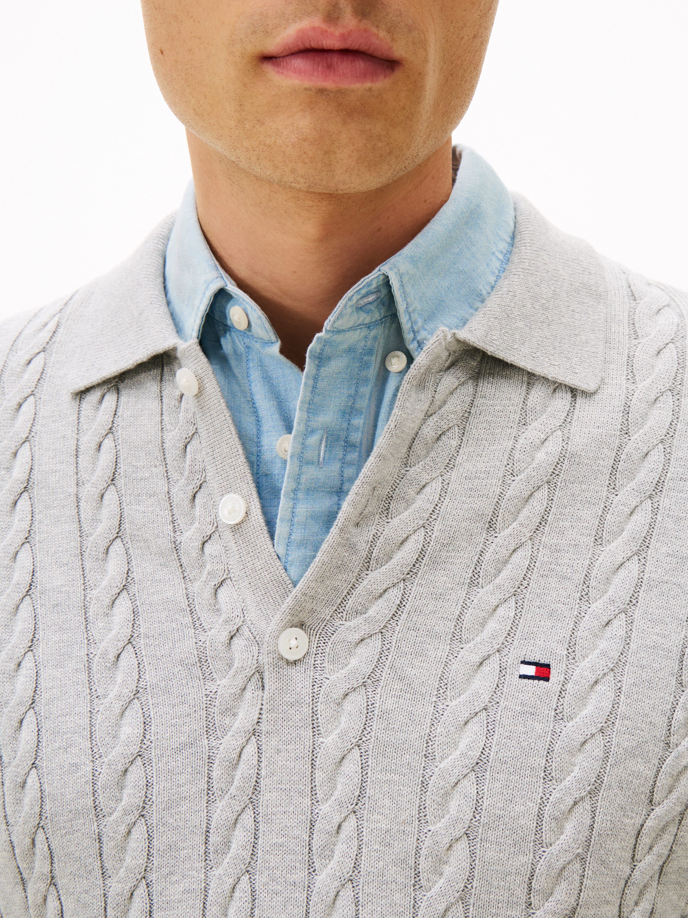 Tommy Hilfiger Polokragenpullover CLASSIC COTTON CABLE mit Zopfmuster, regular fit
