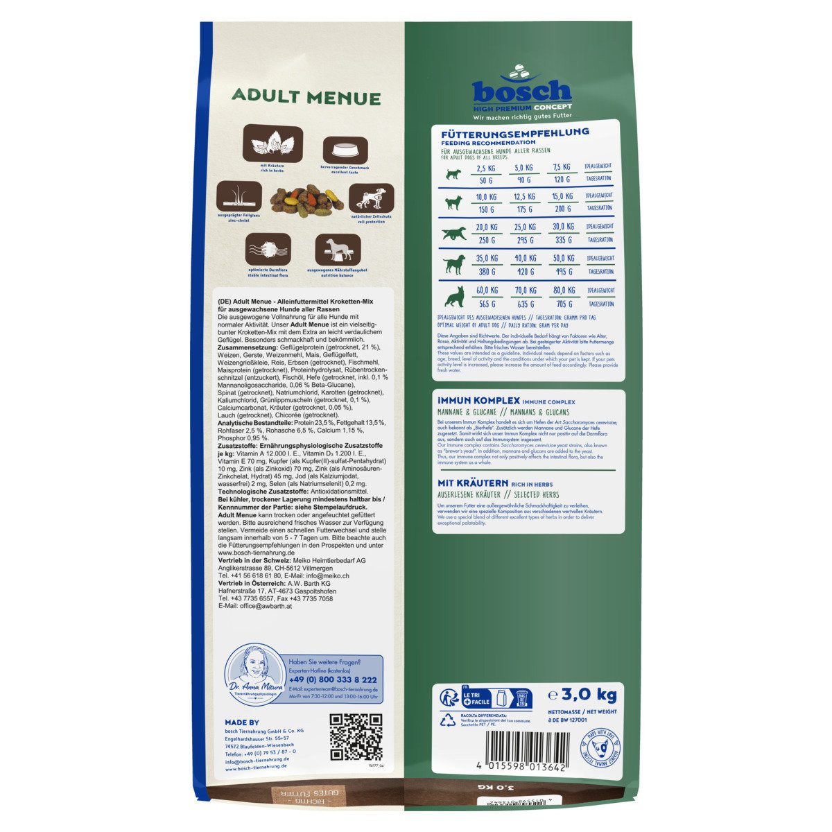Bosch Petfood Adult Menue 3 kg, Nahrungsergänzungsmittel für: Hund