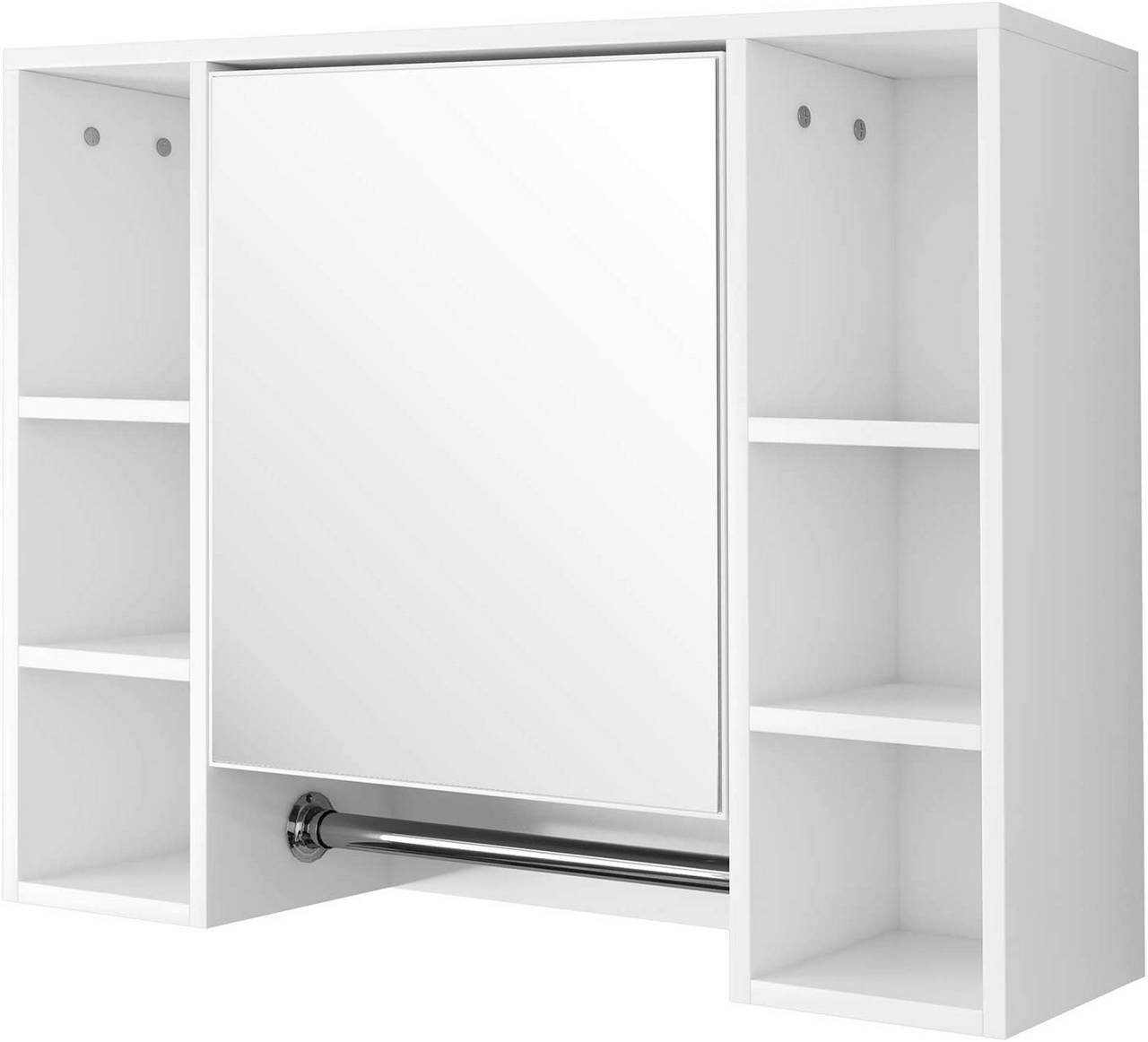 EUGAD Spiegelschrank (1-St) mit Tür Weiß 8 Wandschrank Ablagen 80x20x60cm mit