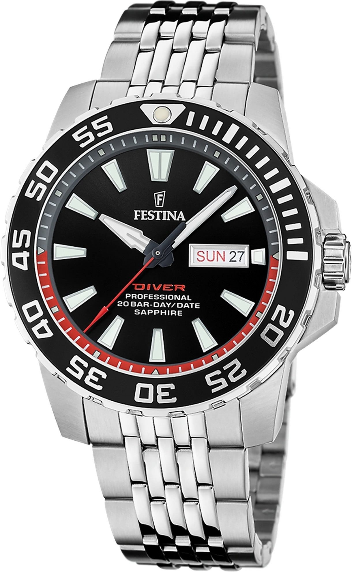 Festina Quarzuhr Festina Herrenuhr Edelstahl silber, (Analoguhr), Herren Armbanduhr rund, Edelstahlarmband silber, Casual