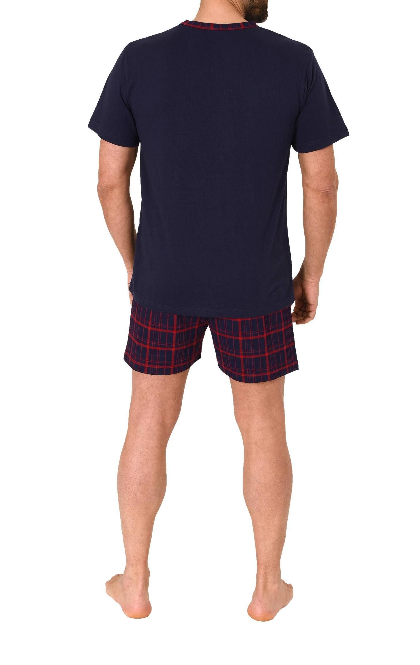 Normann Pyjama Normann Herren kurzarm Schlafanzug Shorty mit karierter Hose – Bild 3 von 4