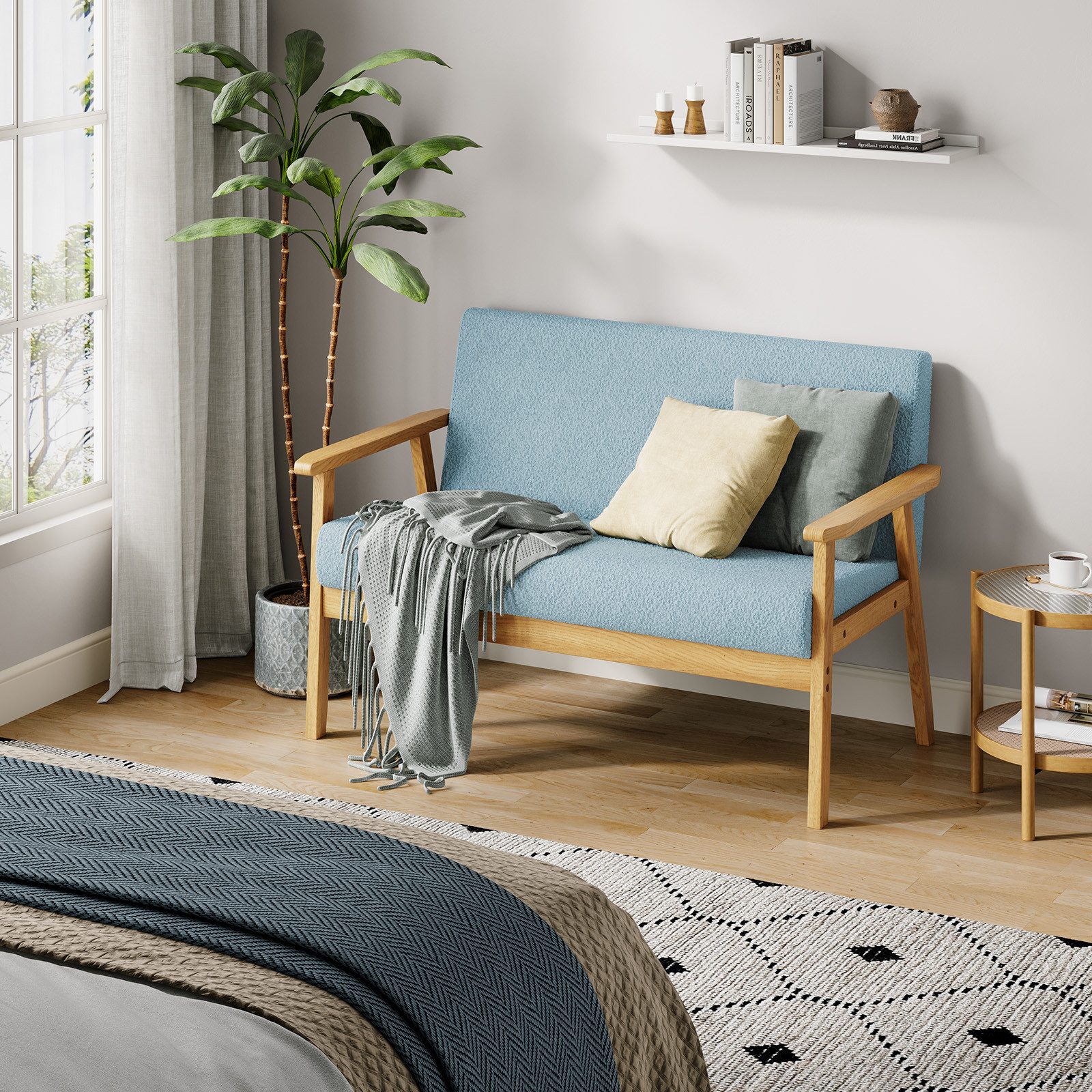OUNUO Sofa 2 Sitzer Sofa Couch Loungesofa Modern und Skandinavisch, Hellblau