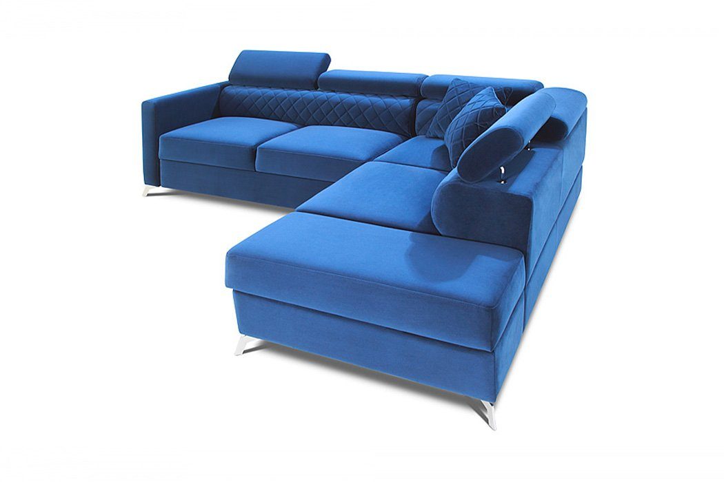 Bettfunktion Ecksofa Polster Europe Design L-Form Textil Stoff JVmoebel Blau, Made in Ecksofa Couch