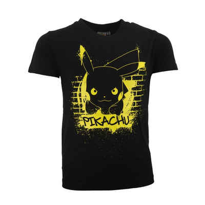 POKÉMON T-Shirt Pokemon Pikachu Jungen Kinder Shirt Gr. 110 bis 152, Schwarz oder Grau