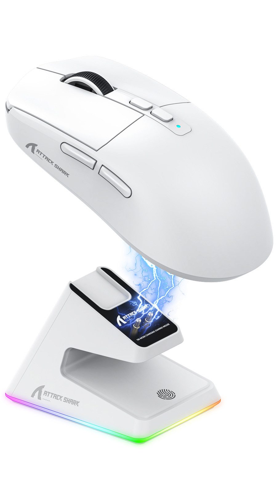 ATTACK SHARK ATTACK SHARK X6 Kabellose Gaming-Maus, Ladestation, 49g, PAW3395 Gaming-Maus (2.4G, Bluetooth, kabelgebunden, Ladestation)