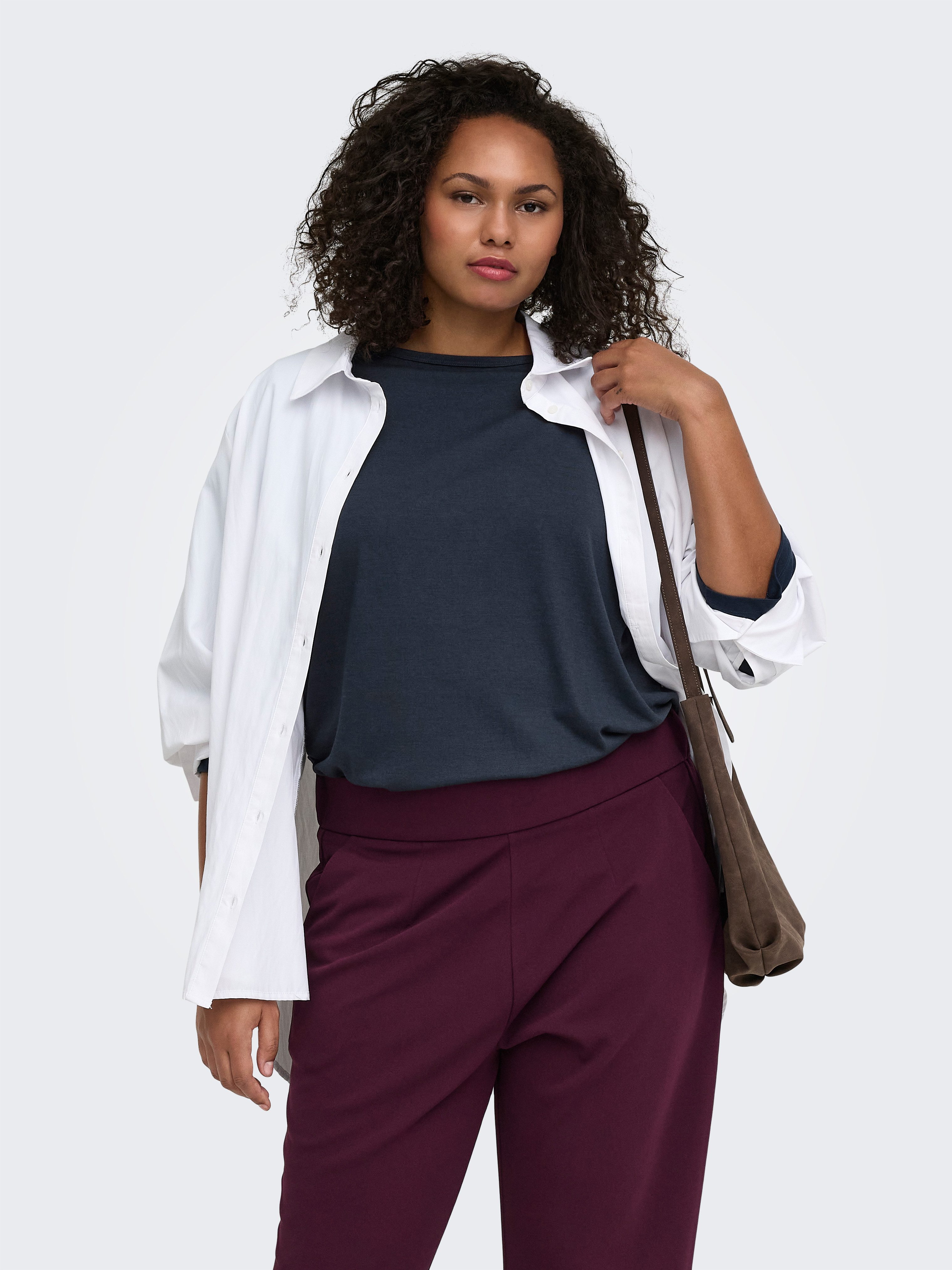 ONLY CARMAKOMA 3/4-Arm-Shirt CARCARLINNE 3/4 BOATNECK TOP JRS Materialmix, normal geschnitten