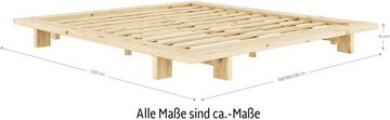 Karup Design Bettgestell JAPAN BED, Futonbett, Bodenbett, Holzrahmen, Jugendbett, Holzbett, Massivholzbett mit Lattenrost, Kiefer massiv, Doppelbett ohne Kopfteil