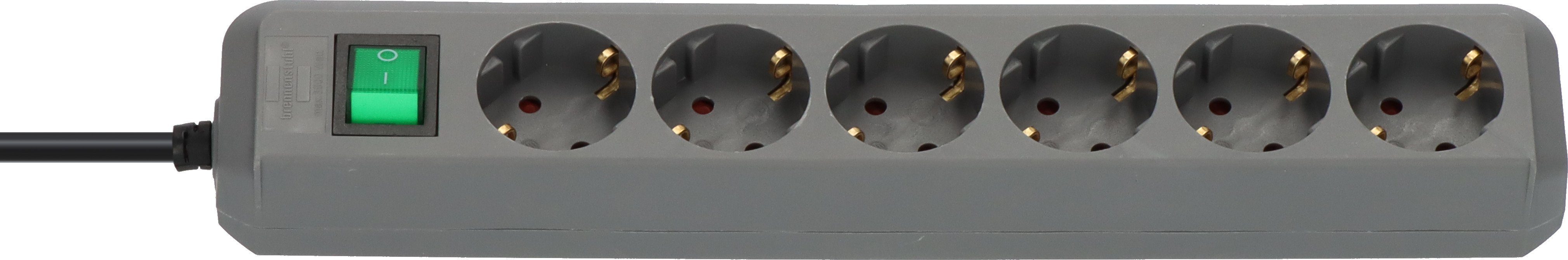 Brennenstuhl Eco-Line Steckdosenleiste 6-fach (Ein- / Ausschalter, Kabellänge 1,5 m), mit erhöhtem Berührungsschutz und Schalter