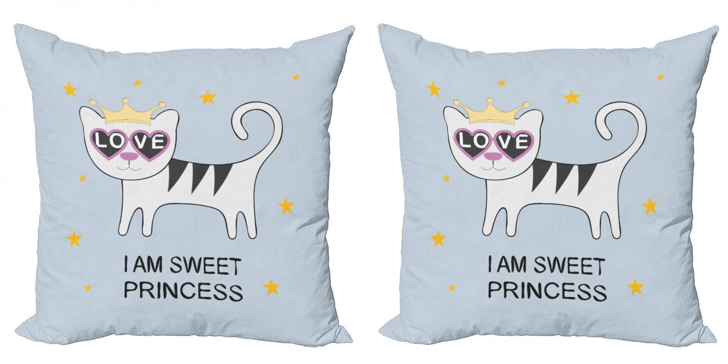 Kissenbezüge Modern Accent Doppelseitiger Digitaldruck, Abakuhaus (2 Stück), Ich bin eine Prinzessin Katzen-Herz-Liebe