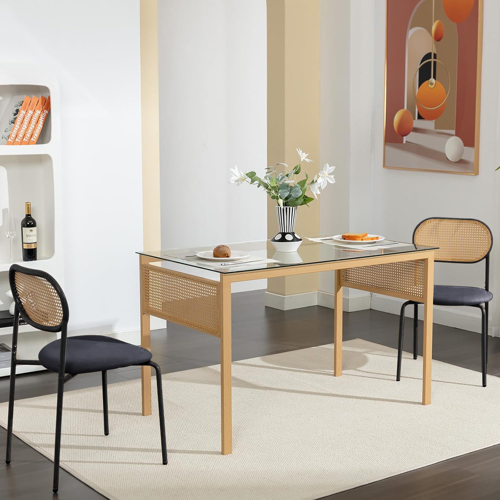 FUROKOY Esszimmerstuhl Stuhl Rattansessel 2er Set günstig online kaufen