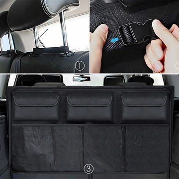 Retoo Klappbox Kofferraum Organizer Kofferraumtasche Aufbewahrungsbox Schwarz, Großes Fassungsvermögen, Komfort auf Reisen, Vielseitigkeit, Flexibles