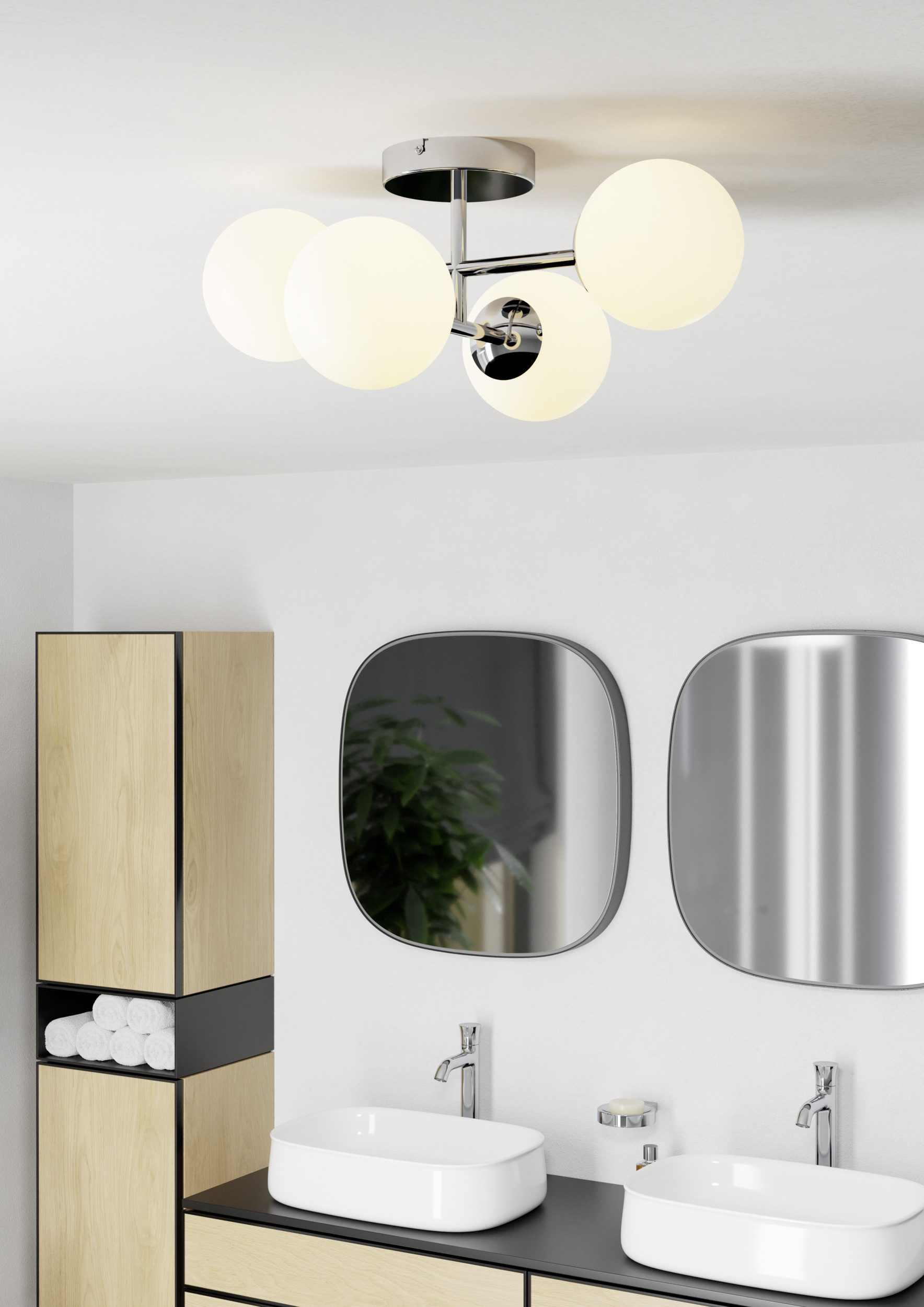 EGLO LED Deckenleuchte CASTROVIDO Deckenlampe - Stahl - G9 - 4X4,2W - IP44, Leuchtmittel wechselbar, Wohzimmerlampe, Esszimmerlampe, Flur, Schlafzimmer,L47,5xB38,5xH19,5cm