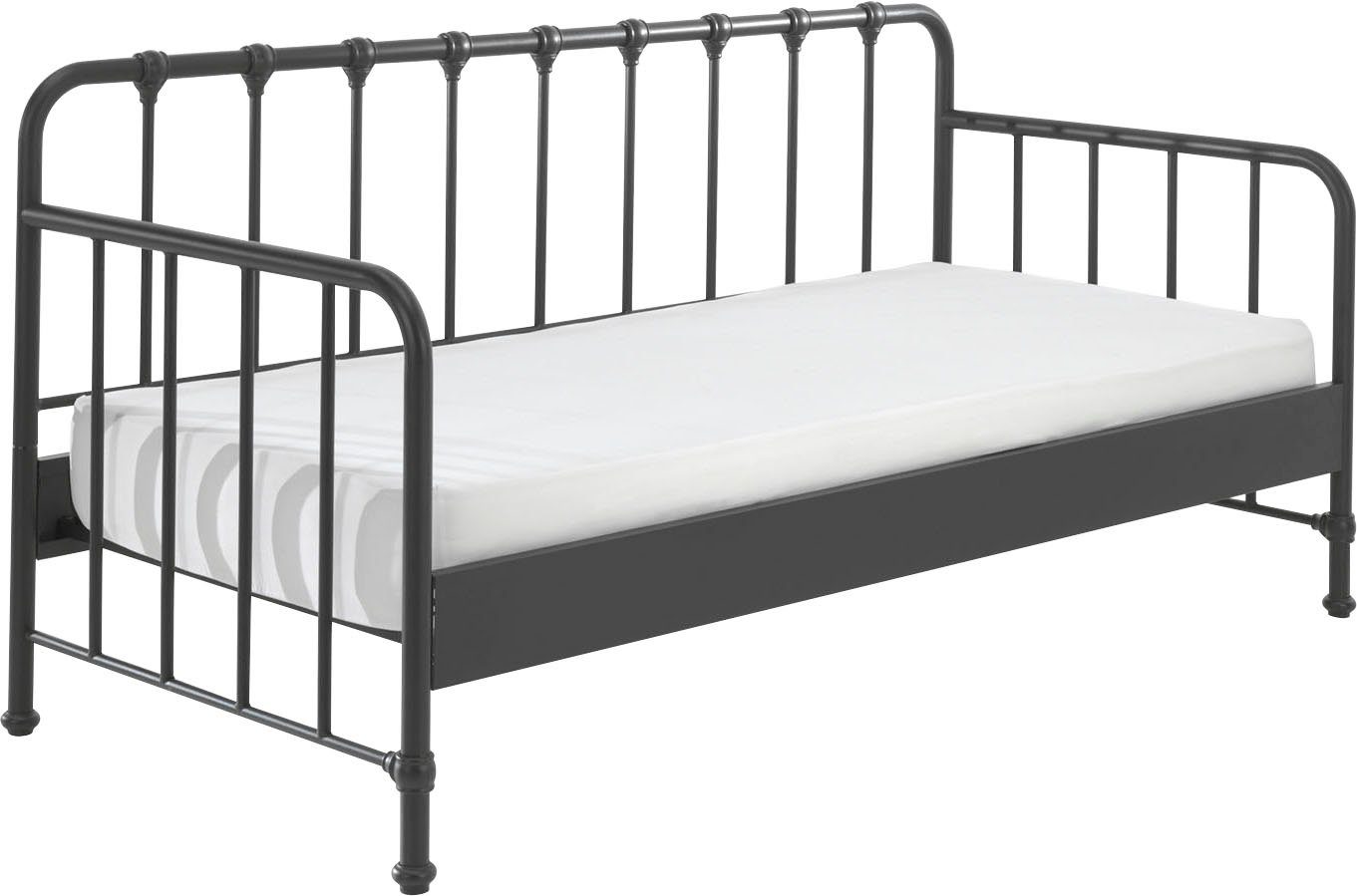 Vipack Jugendbett Bronxx Daybett, sehr stabil, gradlinige Optik in zeitlosem Design (B/H/T ca. 96,5x110x206cm, schwarz matt, inkl. Lattenrost), Liegefläche 90/200 cm, ideal für Jugend- oder Gästezimmer