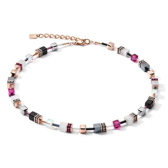 COEUR DE LION Kette mit Einhänger 4013/10-0400 Halskette Damen GeoCUBE® Halskette Weiß & Pink Roségold