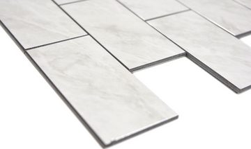 Mosani Aluminium Metall Mosaikfliesen 10 Stk. selbstklebende Wandfliesen Wanddekor, Weiss, Set, 10-teilig = 0,85 m², Spritzwasserbereich geeignet, Küchenrückwand Spritzschutz