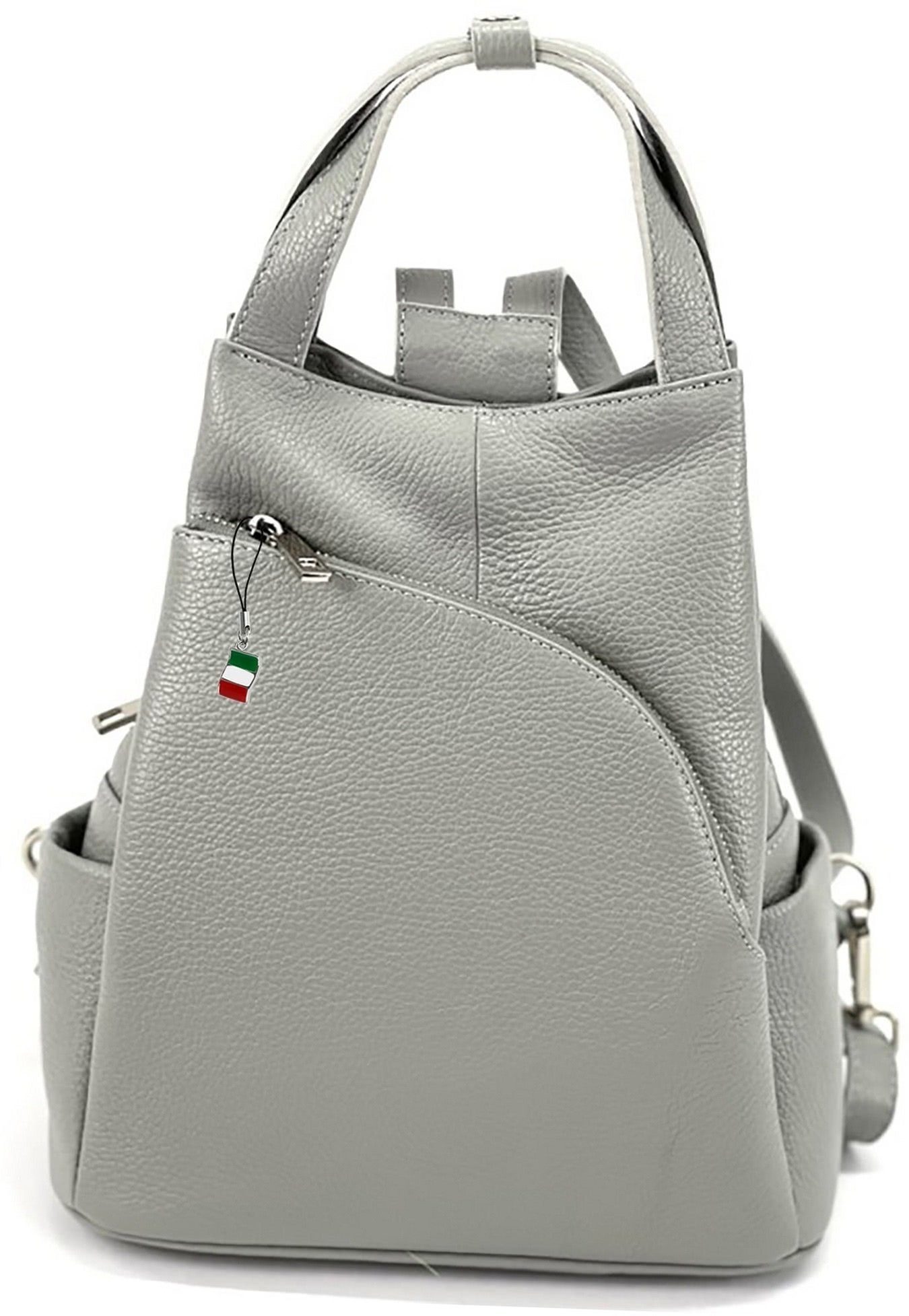 FLORENCE Cityrucksack Florence Damen Rucksack Echtleder (Cityrucksack), Damen Tasche Echtleder hellgrau, Made-In Italy