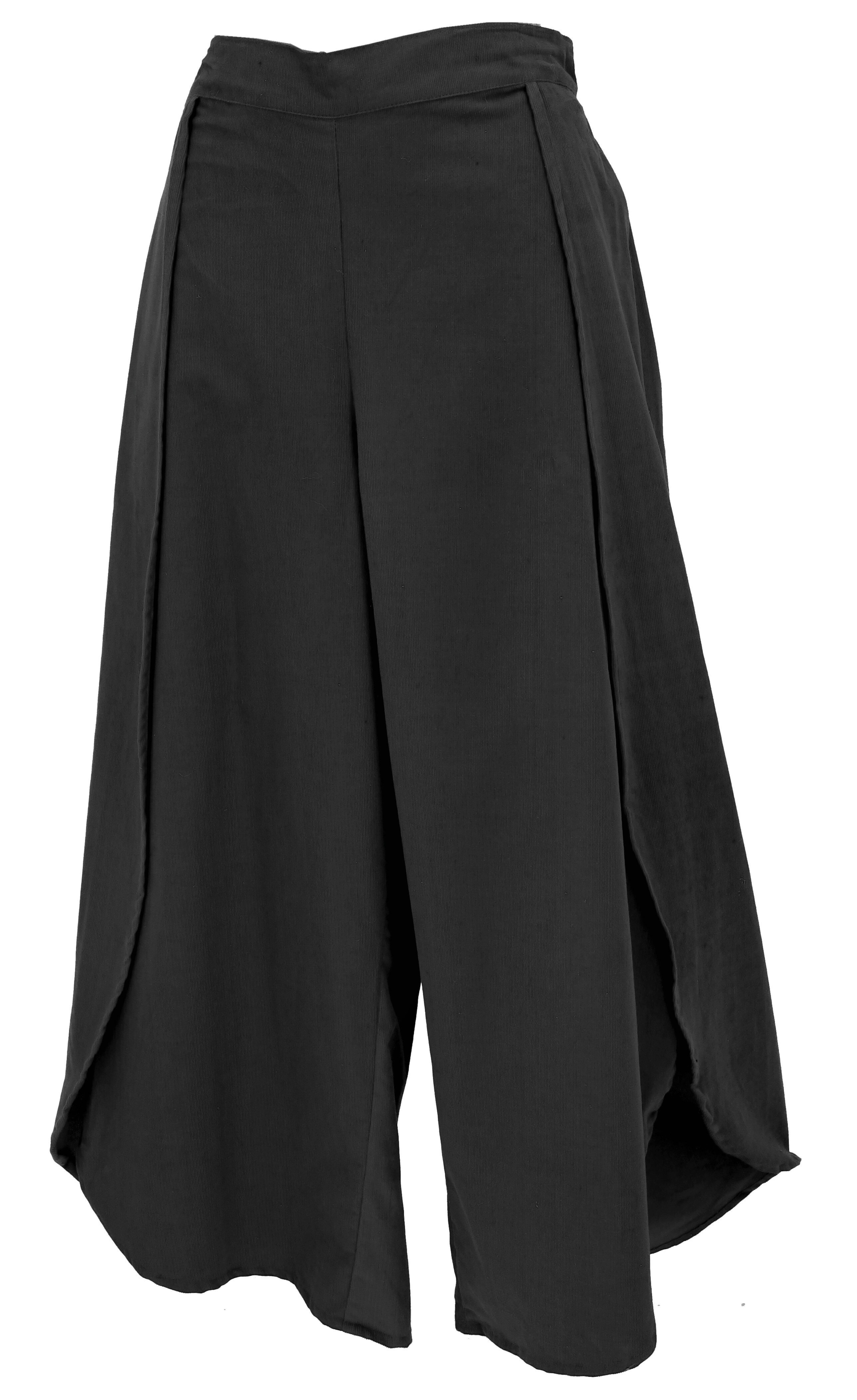 Guru-Shop Relaxhose Cord Palazzohose, Boho Hosenrock - schwarz alternative günstig online kaufen