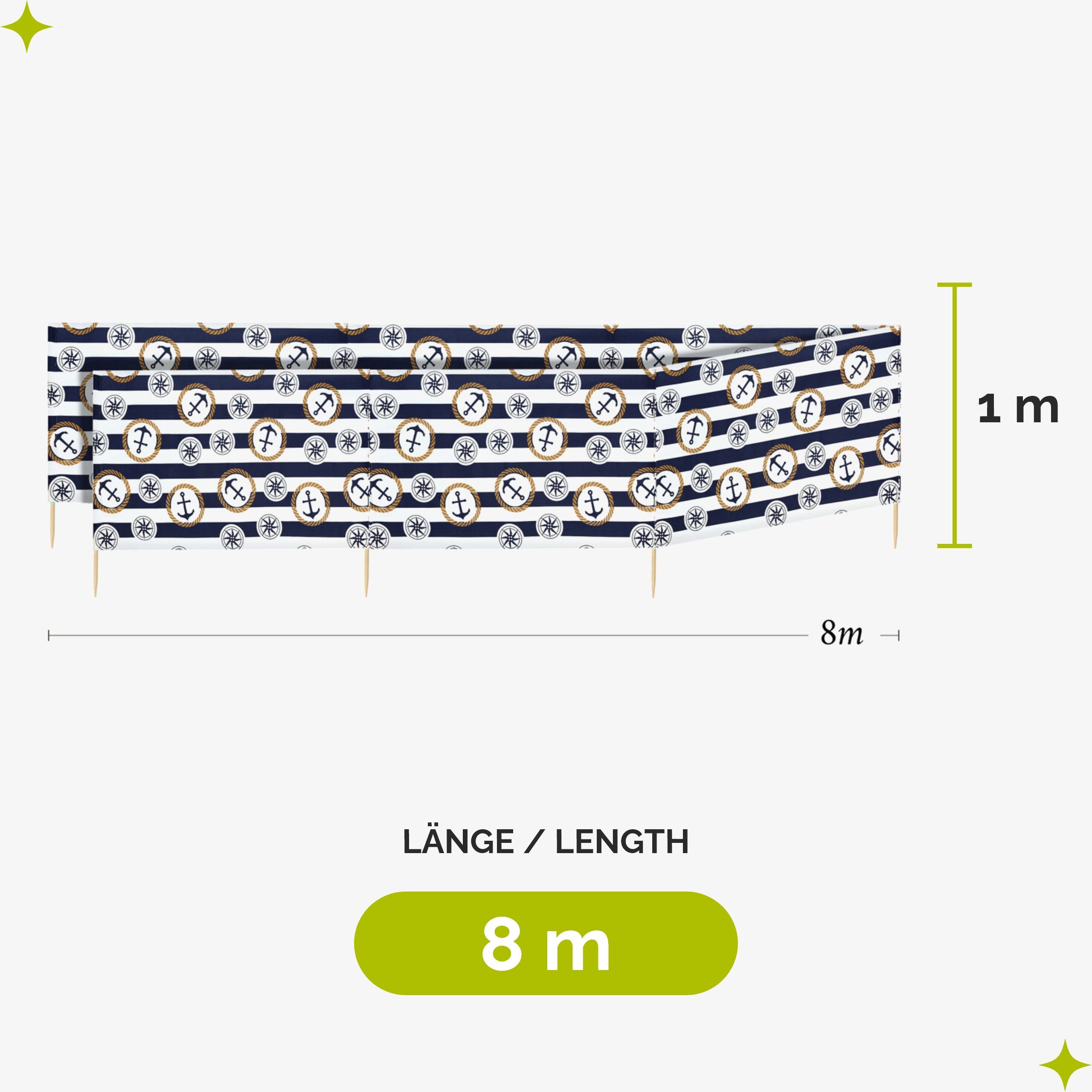 Garronda Windschutz Strand Sichtschutz 8m lang günstig online kaufen
