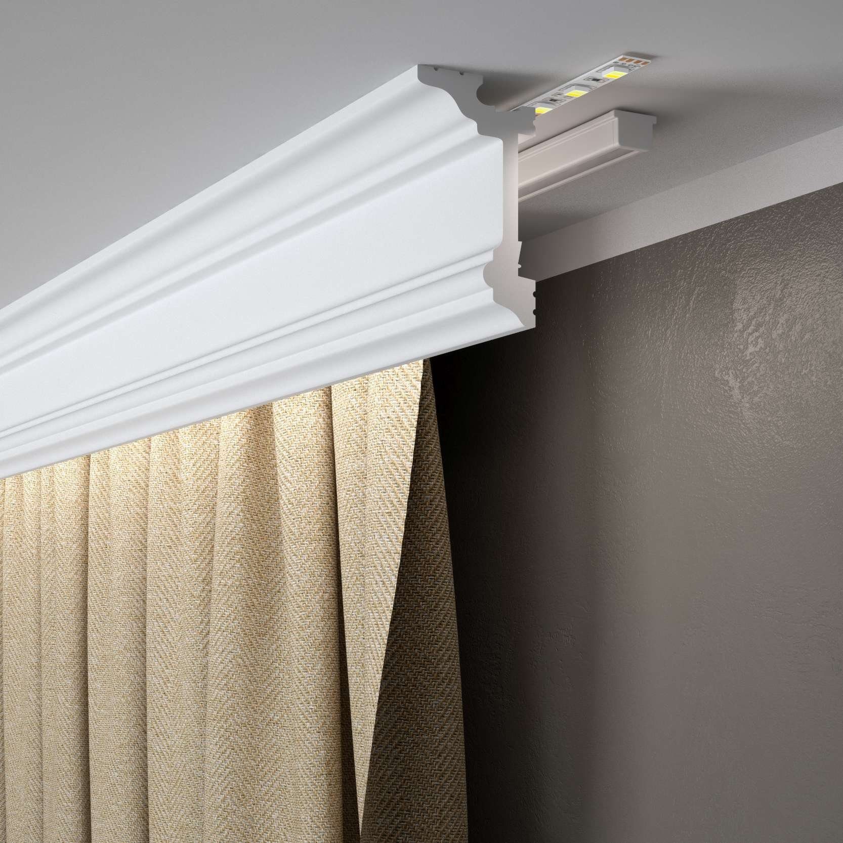 Mardom Deckenleiste MD137 Polyforce 55 x 96 x 2000 mm Weiß Vorhangleiste Li günstig online kaufen