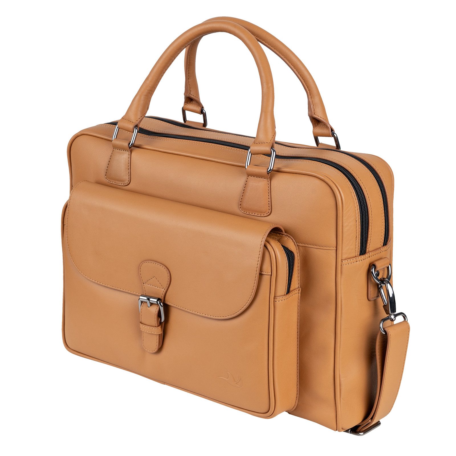 MANTA Laptoptasche Echtleder Business-Bag, 16 Zoll-Notebooktasche, Aktentasche aus Leder, Echtes Leder