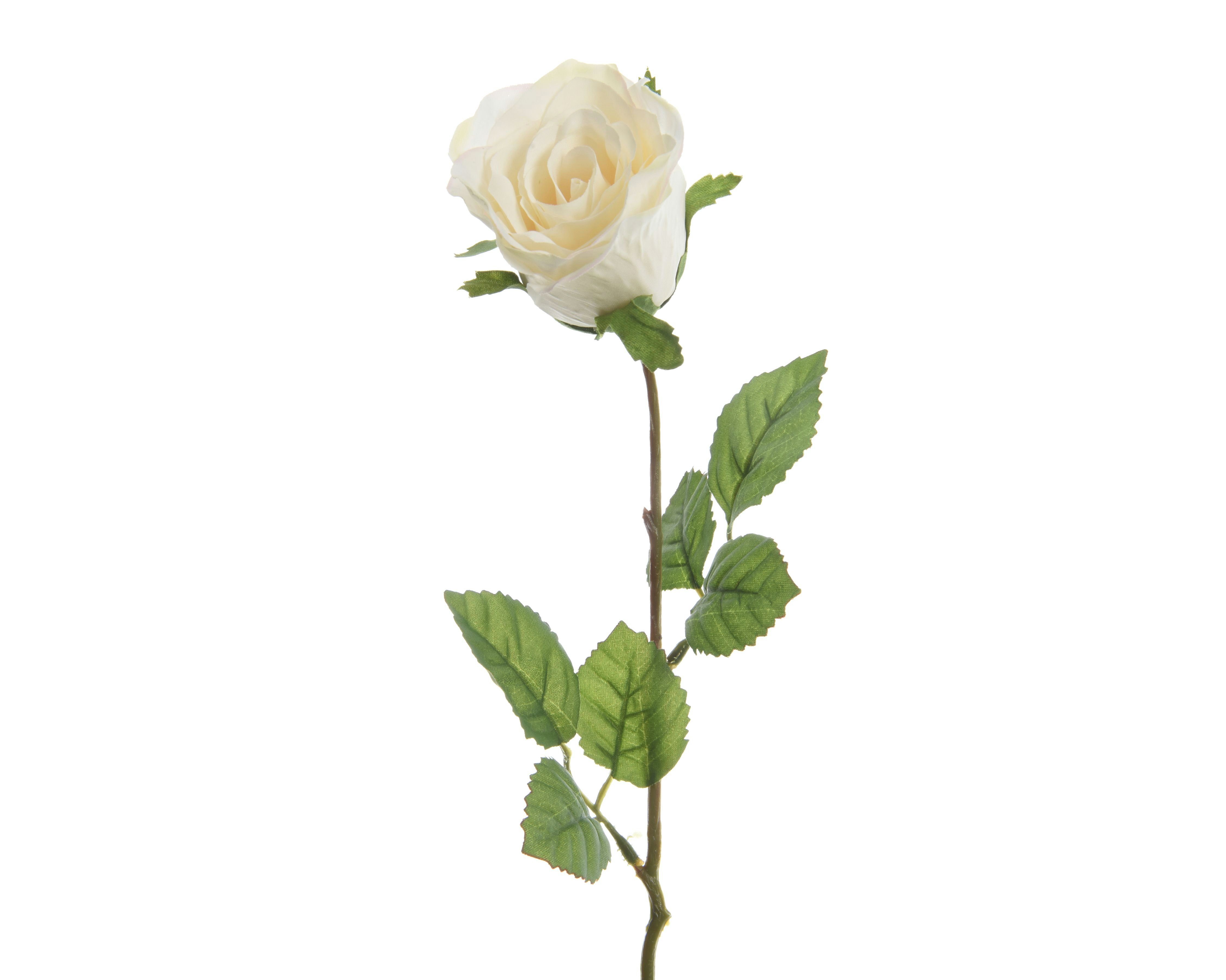 Kunstblume, Decoris season decorations, Künstliche Rose mit Stiel 45cm Polyester - Creme