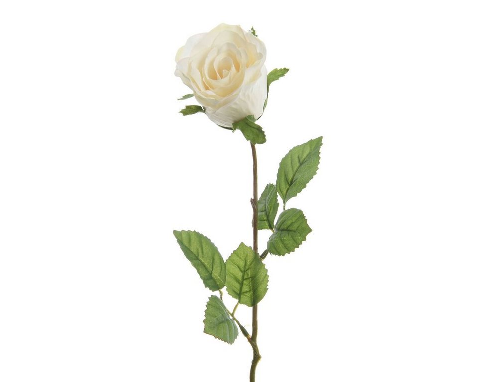 Kunstblume, Decoris season decorations, Künstliche Rose mit Stiel 45cm  Polyester - Creme