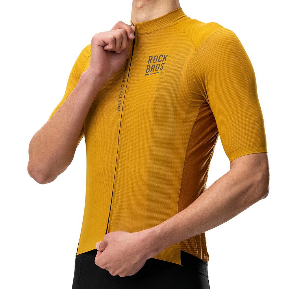 ROCKBROS Radtrikot Fahrradtrikot Radshirt Sporttrikot (Spar-Set, 1-tlg., 56 cm lang atmungsaktiv) atmungsaktiv, 3 Rückentaschen, reflektierend, YKK-Zip
