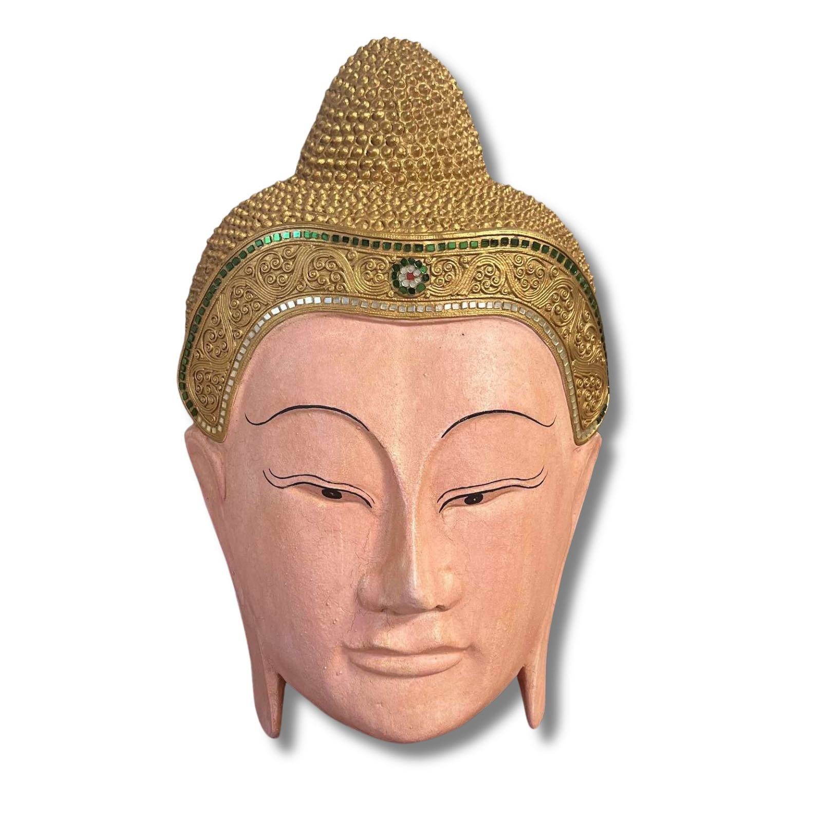 Asien LifeStyle Buddhafigur Buddha Kopf Maske Holz Skulptur Thailand 50cm groß