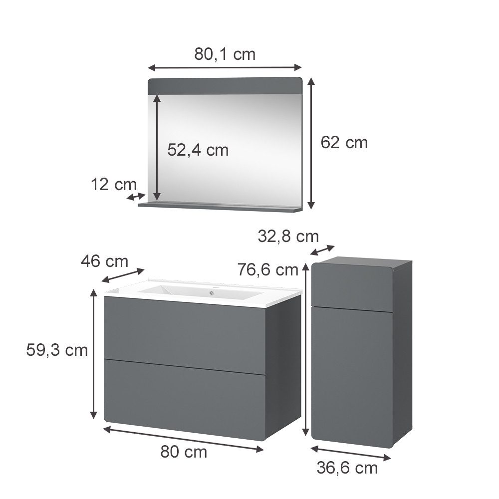 Vicco Badmöbel-Set Izan, 4 Teile mit günstig online kaufen