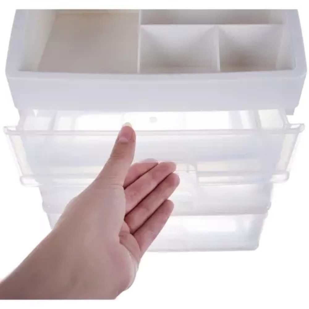 soulima Make-Up Organizer Kosmetik-Organizer Aufbewahrungsbox, Spar-Set, 1-tlg., Ordnung bewahren, verfügt über 3 transparente Schubladen gleicher Größe