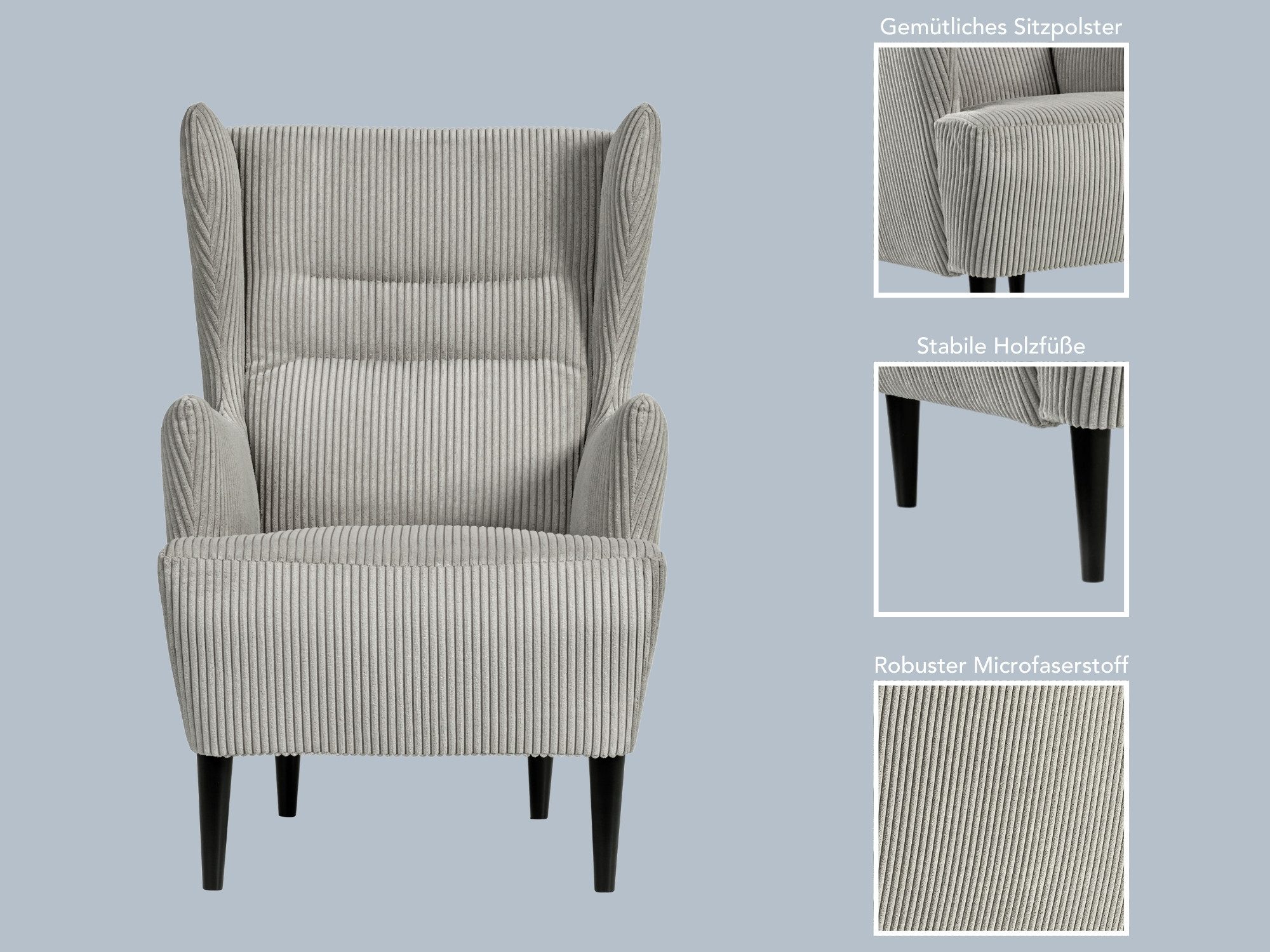 XDREAM Ohrensessel Olaf, Relaxsessel, Loungesessel, Cocktailsessel, Polster günstig online kaufen