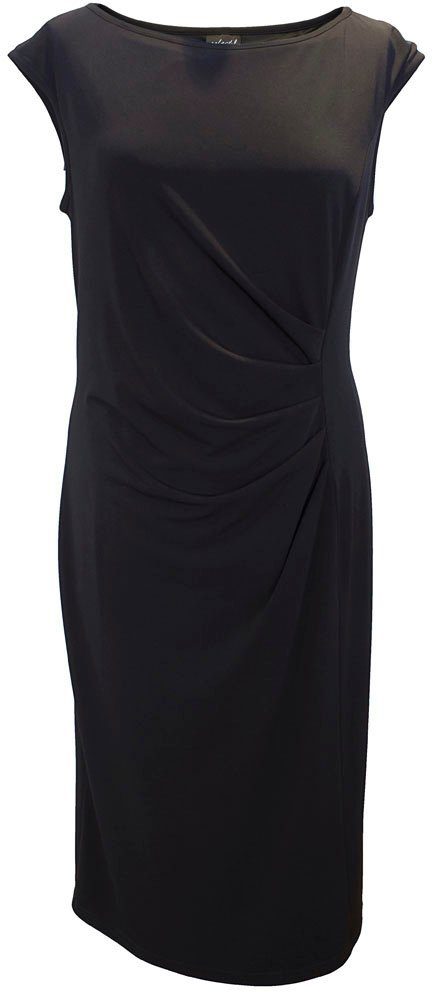 HERMANN Collection mit Raffung LANGE schwarz eleganter Jerseykleid