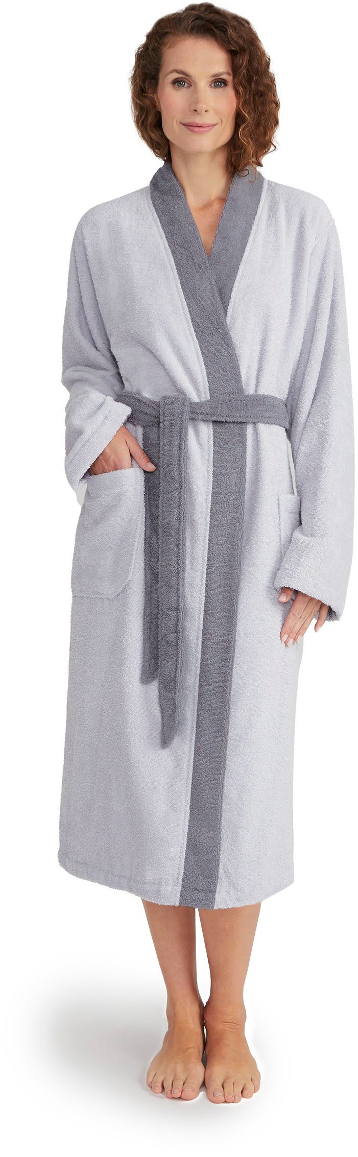 Möve Unisex-Bademantel Superwuschel Kimono mit Blende, Langform, Walkfrottier, Kimono-Kragen, Gürtel, ideal für Sauna & Spa, Hotelbademantel – Bild 4 von 5