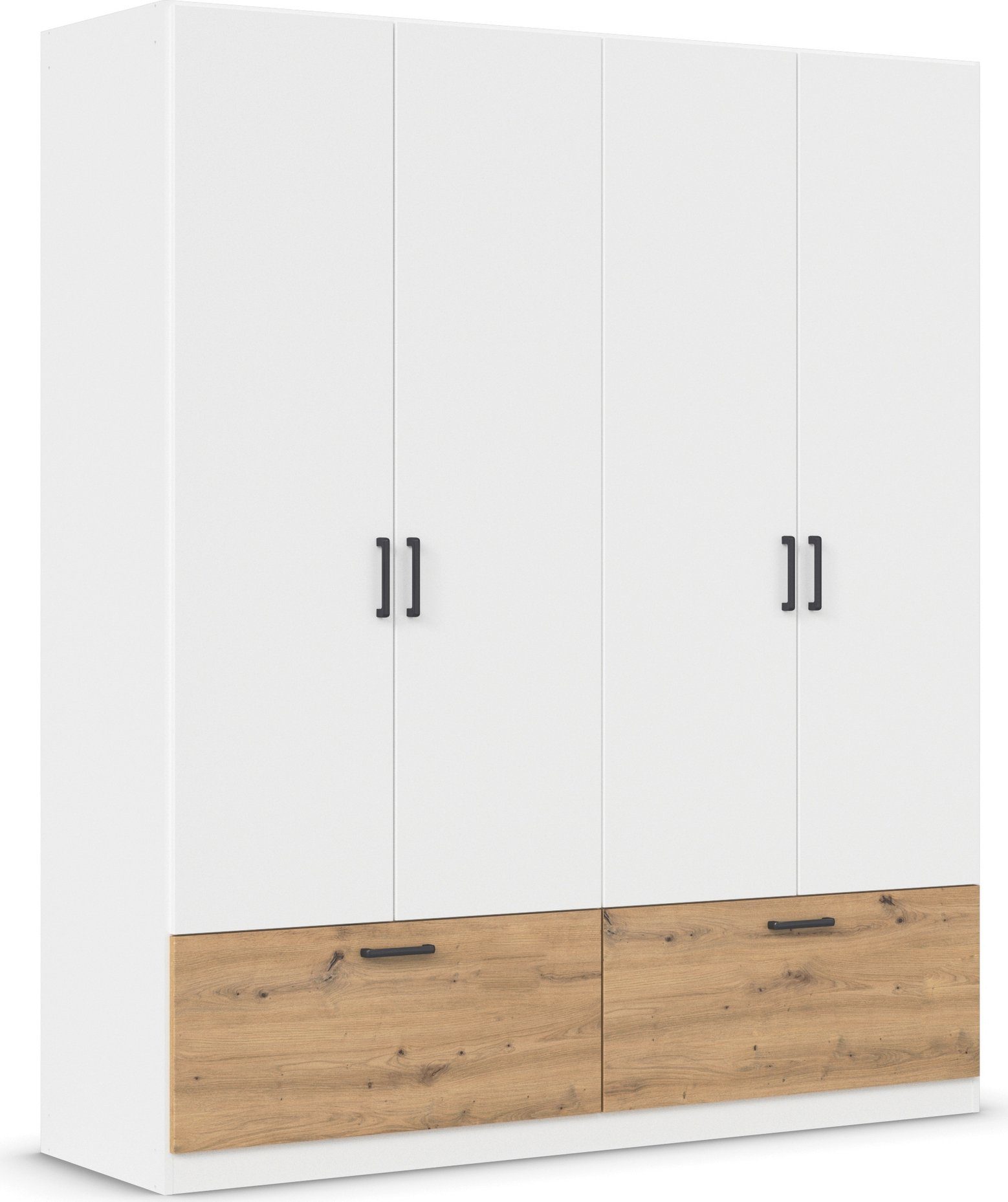 rauch Drehtürenschrank Kleiderschrank Schrank Garderobe Wäscheschrank BARI mit Schubkästen und modernem Griff in Graumetallic MADE IN GERMANY