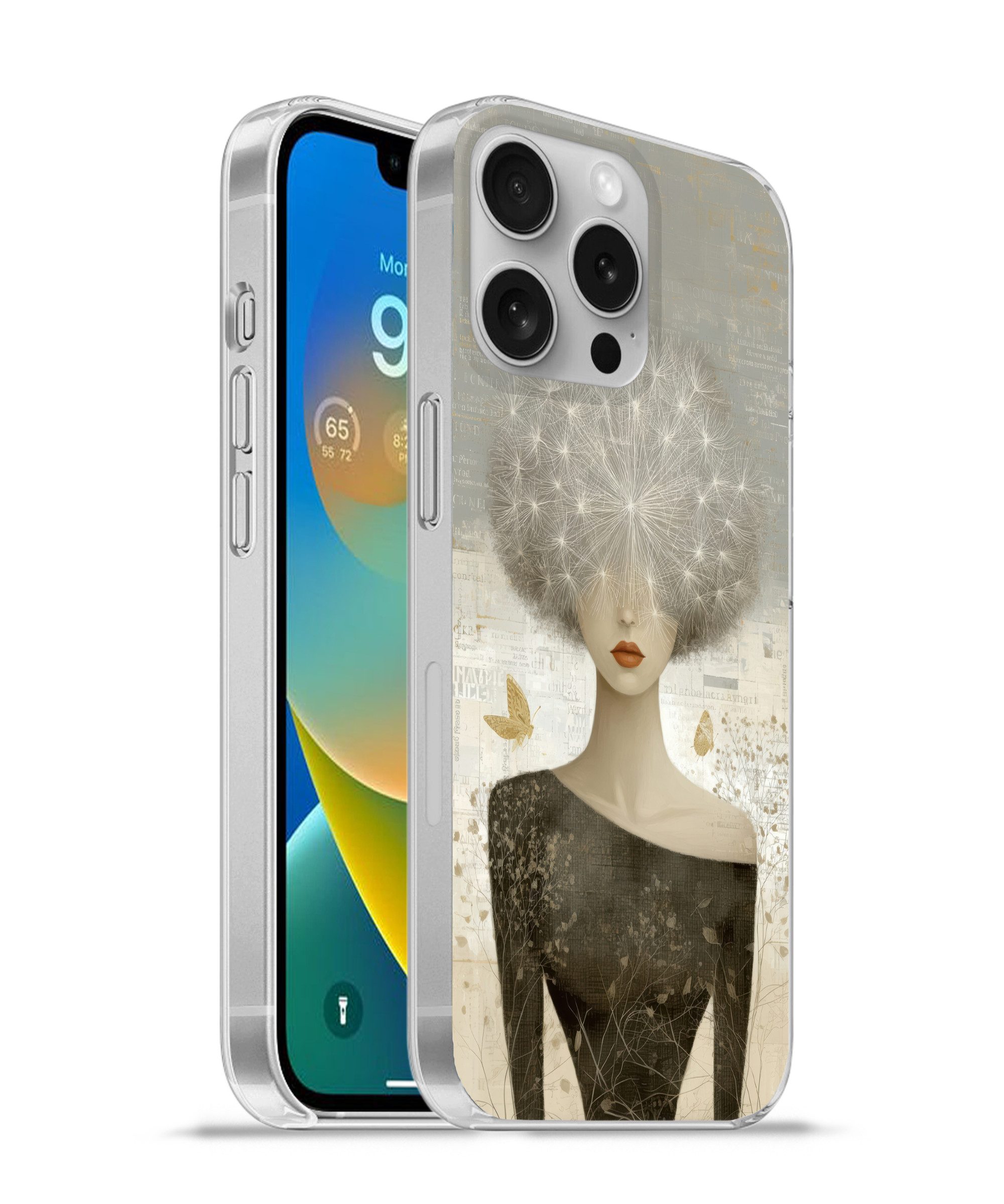 MuchoWow Handyhülle für Apple iPhone 16 Pro Fluff - Frau - Beige, Smartphone-Bumper, Print, Handy Schutzhülle Dünn