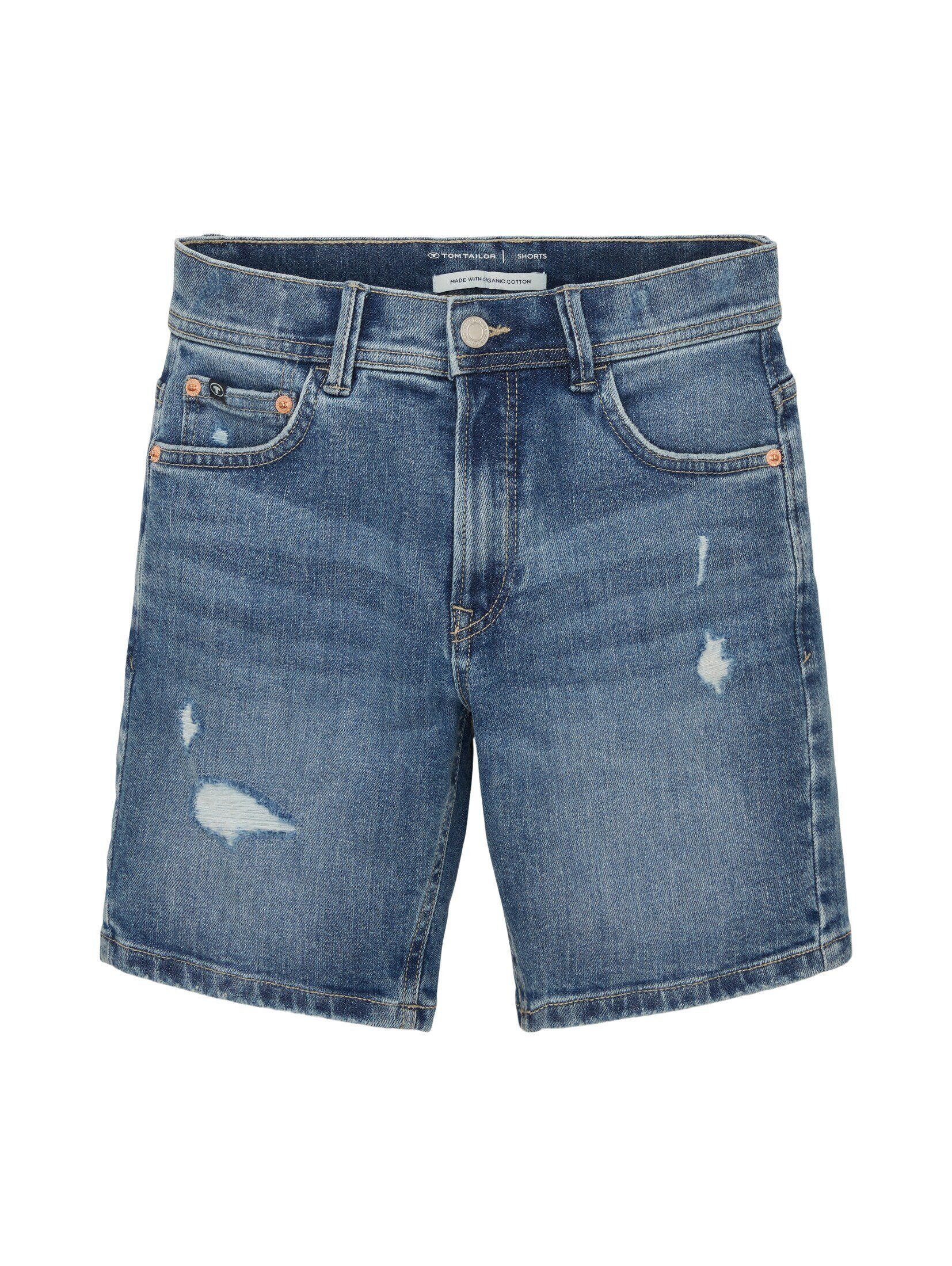 TOM TAILOR Jeansshorts im Jeansshorts Used-Look