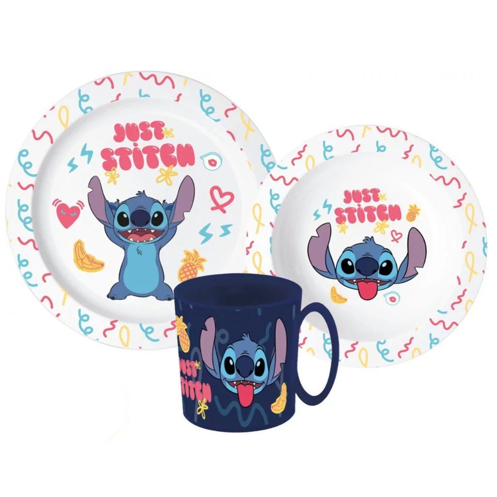 Kindergeschirr-Set Disney Stitch Kinder Geschirr-Set 3 teilig Becher Teller Schüssel